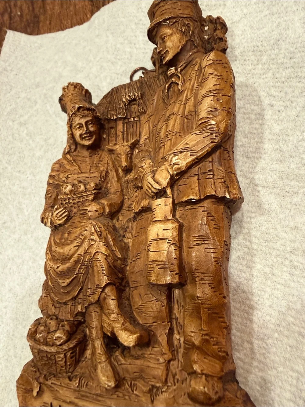 Andie Carved Wood Wall Thermometer Plaque in Brown